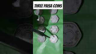 Currency coins money three paisa coins Indian old coins [upl. by Arhsub]