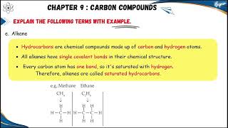 Alkane CARBON COMPOUNDS  Class 10 SSC  Hydrocarbons  Saturated and Unsaturated ssc alkanes [upl. by Yznyl]