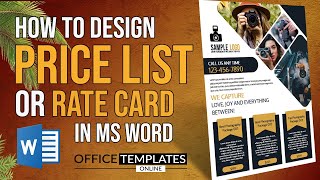 How to Design Price List or Rate List Card in MS Word  DIY Tutorial [upl. by Ennagem826]