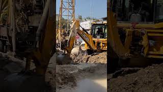 Piling work on progress engineering structure road highway flyover jcb shortsvideo [upl. by As429]