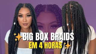 TRANÇANDO MEU CABELO SOZINHA  BIG BOX BRAIDS EM 4 HORAS [upl. by Suvart381]