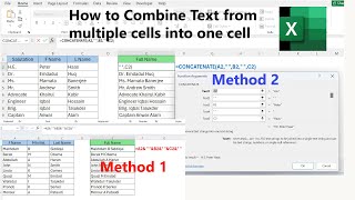 How to Combine Text Multiple Cells into single Cell in Excel  2Methods [upl. by Editha]