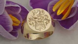 Hand Engraved Coat of Arms Signet Ring [upl. by Stevie]