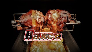 Eisbein oder Haxe  auf dem Drehspieß von Grill  dazu Sauerkraut BBQ Свиные рульки на гриле [upl. by Stace]