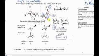 Vidéo 64 Chimie organique Stéréochimie  Configurations R et S [upl. by Broadbent]