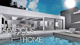 Bloxburg No Gamepass  Spacious White Luxury Home  Family Modern Mansion Speebuild [upl. by Nrubua25]