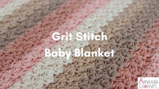 Grit Stitch Baby Blanket  Easy Crochet Blanket Tutorial [upl. by Kerwon]