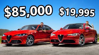 2024 Alfa Romeo Giulia Quadrifoglio vs The Cheapest Giulia You Can Buy [upl. by Seton]