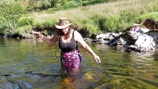 Getting wet and skimming stones in the river [upl. by Ahsimit]