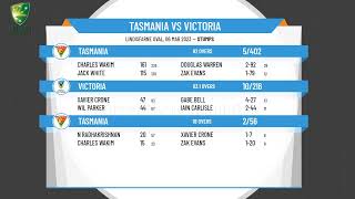 Cricket Australia State Competitions  Toyota Second XI  Rnd7  Tasmania v Victoria  Day 3 [upl. by Talbert]