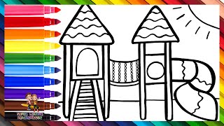 Zeichnen und Colorieren eines Spielplatzes 🛝🌈 Zeichnungen für Kinder [upl. by Wills]