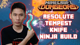 Resolute Tempest Knife Ninja Build Furiously Fast Dashing Attack Minecraft Dungeons [upl. by Esened]