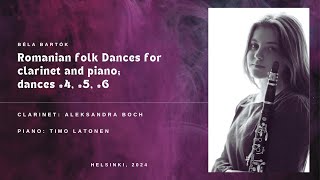 Béla Bartók Romanian folk Dances for clarinet and piano Dances 456 [upl. by Grantland]