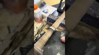 Making an Oak and Damascus wedding ring jewelry woodworking [upl. by Elvah]