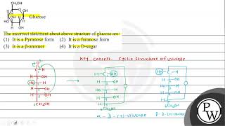 The incorrect statement about above structure of glucose are 1 It is a Pyranose form 2 It i [upl. by Zielsdorf]