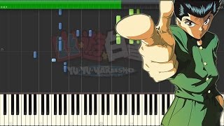 Hohoemi No Bakudan  Yu Yu Hakusho Opening Piano Tutorial Midi [upl. by Rona]