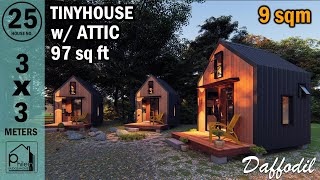 TINY HOUSE DESIGN 3 X 3 METERS  9sqm 97sqft TINYHOUSE TOUR [upl. by Kirshbaum]