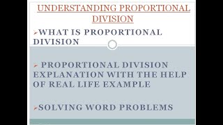 Understanding Proportional DivisionFree Online Education [upl. by Llerraj]