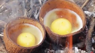 Wow  Coconut shell Egg Recipe prepared by my village grandma [upl. by Oler]