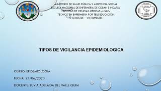 Tipos de vigilancia epidemiologica [upl. by Gruver]