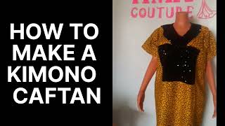 HOW TO MAKE A BUBU CAFTAN DRESS WITH NECK DESIGN AND FRINGE [upl. by Adeys]