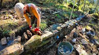 🟠 Días 139141  El Muro Más Alto Hasta Ahora Construyendo Muro de Piedra en el Bosque [upl. by Ansaev]