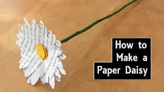 How to Make a Paper Daisy with a Wire Stem  DIY Flower Craft using Book Pages  Wedding Bouquet [upl. by Maxim]