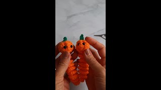 Pumpkin Worry Worm Crochet Pattern Easy Fall Crochet Project or TrickorTreat Idea for Halloween [upl. by Bartholomeus]