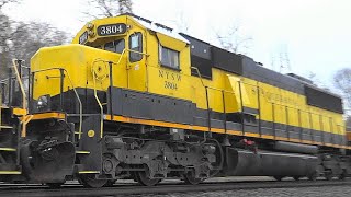 Three Susquehanna quotSuzyQquot EMD SD60s on Norfolk Southern Train [upl. by Nwadal398]