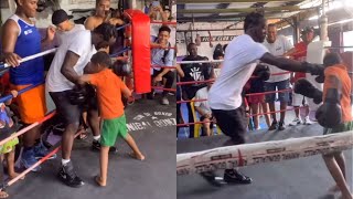 Terence Crawford SPARRING Young Kids Bud TEACHING Boxing Lessons to the Next Generation [upl. by Rumery]