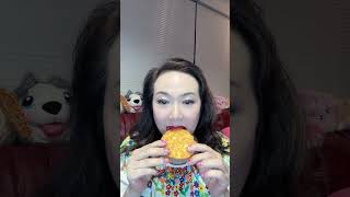 Jenny eats ASMR mukbang—Crispy rice cookie foodiejenny American Chinese food snacks [upl. by Atteuqaj353]