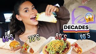 Taco Bells NEW Decade Menu Taste Test – Popular 60s 70s 80s amp 90s Menu Items 🌮 [upl. by Alekehs621]