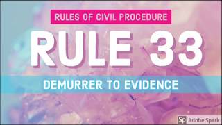 Rule 33 Demurrer to Evidence CIVIL PROCEDURE AUDIO CODAL [upl. by Eical]