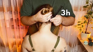 Fall ASLEEP Tonight with 3 Hours of SOFT Hair Play And Massage ASMR  No Talking [upl. by Anitteb]