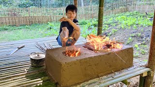 How to make a Clay Oven Building a Dream Kitchen Orphan Boy Living Off Grid  Primitive Technology [upl. by Enyrat]