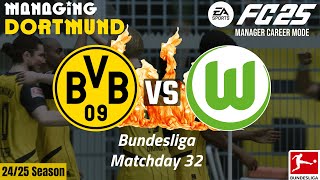 Managing Dortmund  FC25 career mode Bundesliga Matchday 32 BVB VS TSG [upl. by Akemehc]