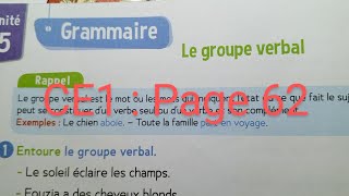 CE1  Grammaire  Le groupe verbal page 62 cahier d activités Le trésor des mots page [upl. by Iridissa]