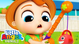 Baby John CATCHES 10 Little Fishies  Fun Animal Sing Along Songs by Little Angel Animals [upl. by Tnilf332]