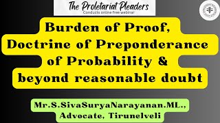 Burden of ProofDoctrine of Preponderance of Probability amp beyond reasonable doubt Tamil Law Video [upl. by Nahor16]