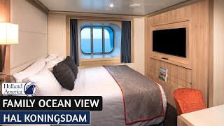 HAL Koningsdam  Family Ocean View Stateroom Full Tour amp Review 4K  Holland America Line [upl. by Hevak]