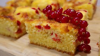 Johannisbeerkuchen mit Pudding amp leckeren Mandelkruste  Blechkuchen [upl. by Cary427]