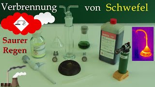 Modellversuch Saurer Regen  Verbrennung von Schwefel [upl. by Garaway]