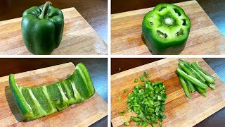 Bell Pepper Cutting Trick  How to Cut A Bell Pepper  DiceJulienneBatonCutting Tips amp Tricks DIY [upl. by Antonie774]