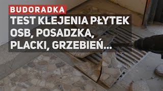 Test klejenia płytek na OSB na posadzce na placki na grzebień [upl. by Possing]