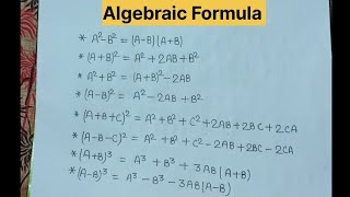 Algebra Formulaalgebraic formula  all algebraic formula [upl. by Shore]