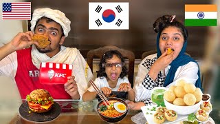 Korean Vs American Vs Indian Food Eating Challenge 😂 പൊരിഞ്ഞ പോരാട്ടം 🔥 [upl. by Crawford]