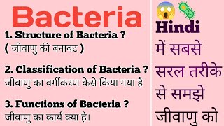 Bacteria Structure Classification Functions  हिंदी  जीवाणु का वर्गीकरण और कार्य हिंदी में [upl. by Aneelahs]