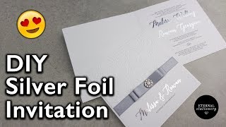 Elegant Silver Foiled Embossed Damask Invitation  Wedding Invitation DIY  Eternal Stationery [upl. by Ahsitnauq274]