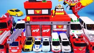 Fire Station Fire Robocar Poli Ambulance car toys Power key [upl. by Irami793]