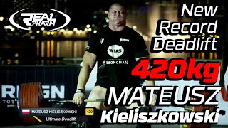 Mateusz Kieliszkowski New Deadlift Record 420kg [upl. by Klockau690]